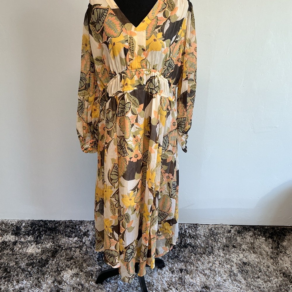 Jessica Simpson Yellow Floral Long Sleeve Dress